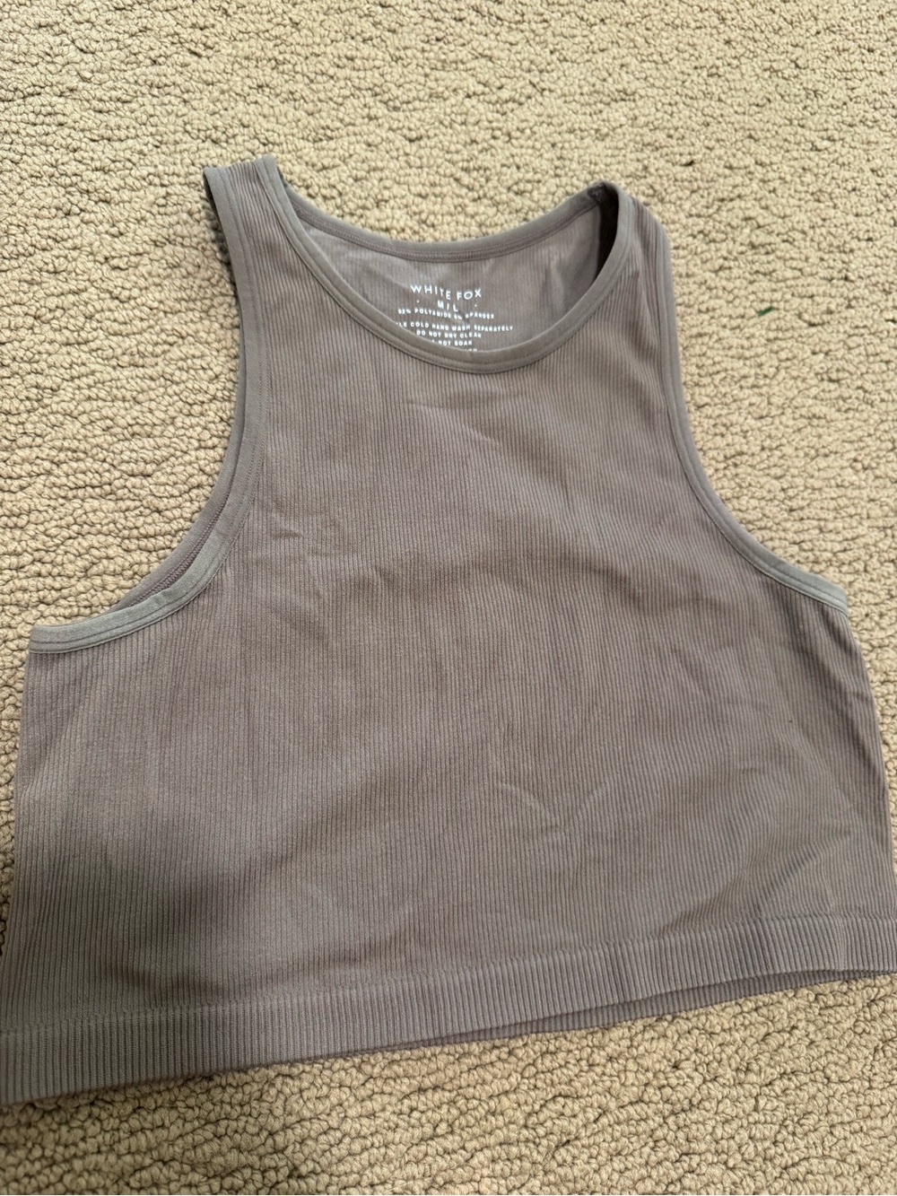 White Fox Boutique Ribbed Crop Tank - Taupe Brown